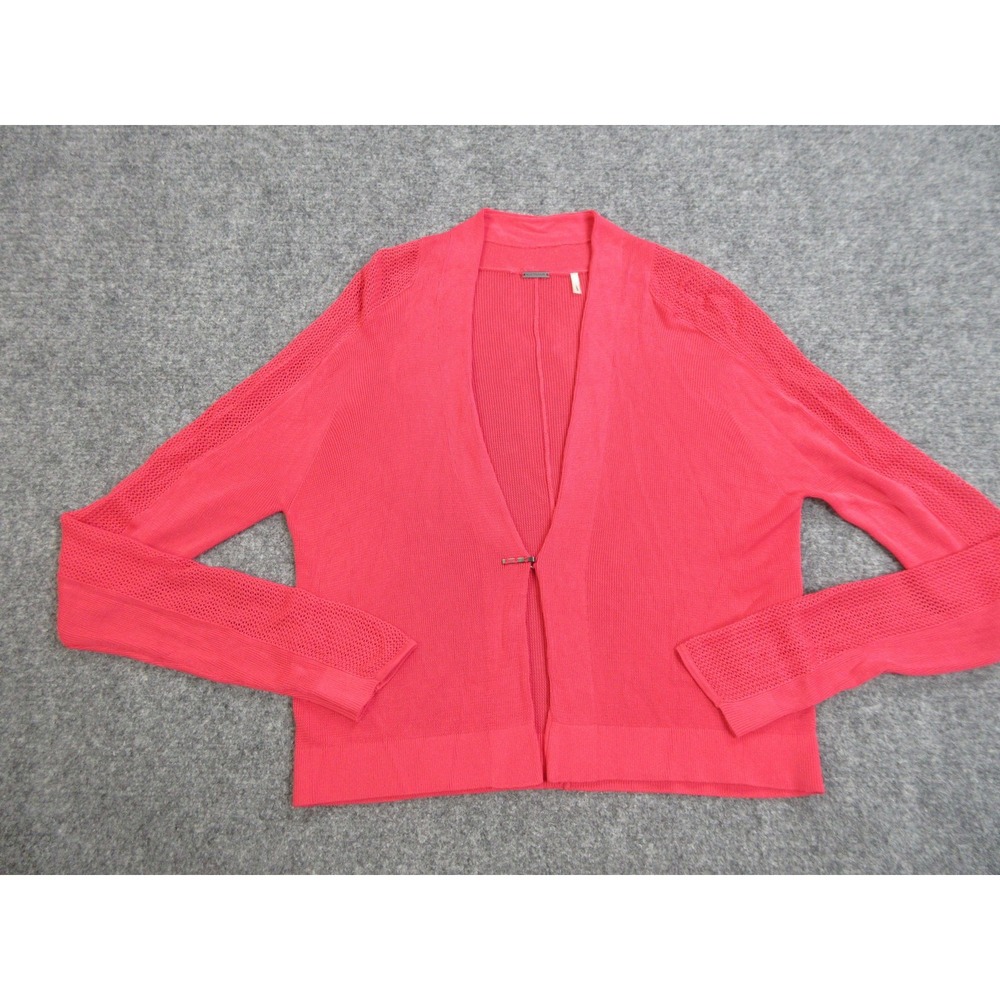 Elie Tahari Sweater Womens Small Pink Open Front Mesh Sleeve Lightweight Viscose